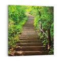 Obraz na płótnie 40x40 - Lasowa ścieżka pełna tajemnic - ścieżka, schody