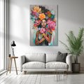 Obraz na płótnie 50x70 - Z Głową w Kwiatach - obraz olejny, sztuka nowoczesna