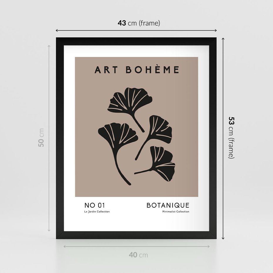 Plakat w ramie 40x50 - Botaniczne wymysły - sztuka boho, plakat - rama czarna