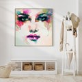 Obraz w ramie 50x50 - Kobieta Abstrakcja Twarz - kobieta, abstrakcja - rama drewno