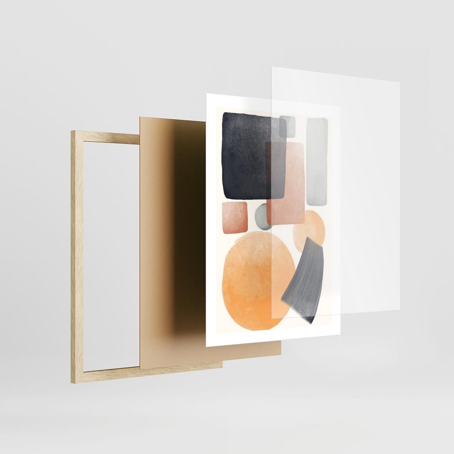 Plakat w ramie 50x70 - Geometria w Abstrakcji - abstrakcja, proste formy - rama drewno