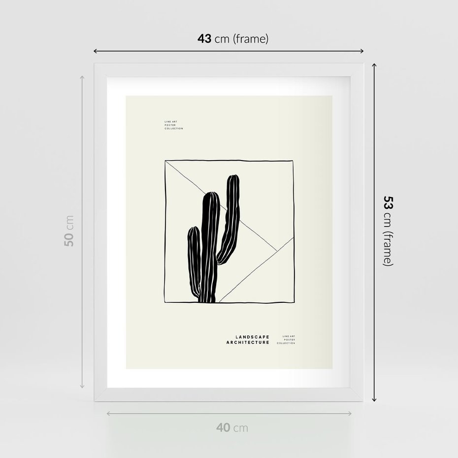 Plakat w ramie 40x50 - Zaklęta roślinna ekspresja - nowoczesna sztuka, minimalistyczny styl - rama biała