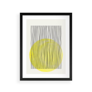 Plakat w ramie 40x50 - Ciepłe Przenikanie - geometria, żółte koło - rama czarna
