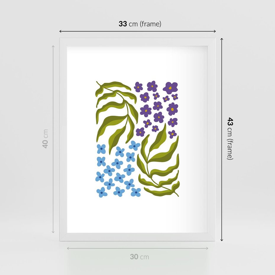 Plakat w ramie 30x40 - Księga Kształtów Bez Granic - kwiaty, sztuka nowoczesna - rama biała