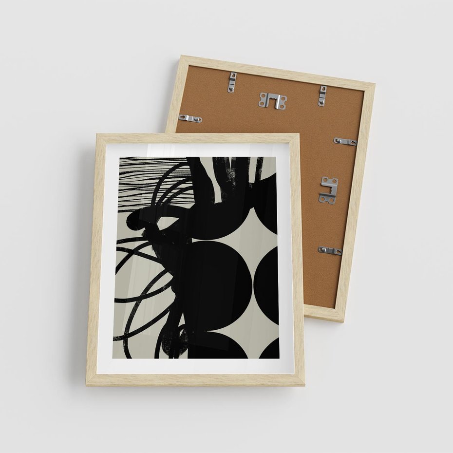 Plakat w ramie 40x50 - Modernistyczne Refleksje - abstrakcja, mroczny klimat - rama drewno