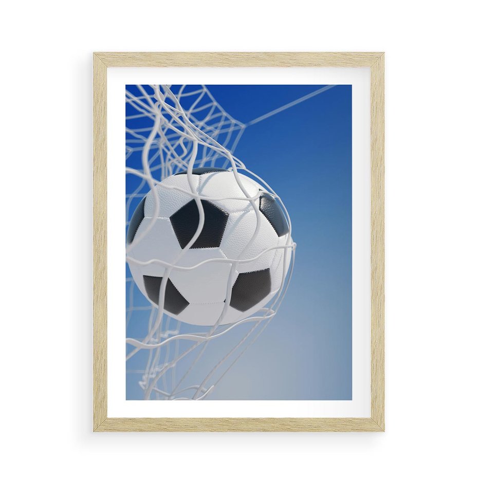Plakat w ramie 50x70 - Pasja na Plaży - piłka, siatka - rama drewno