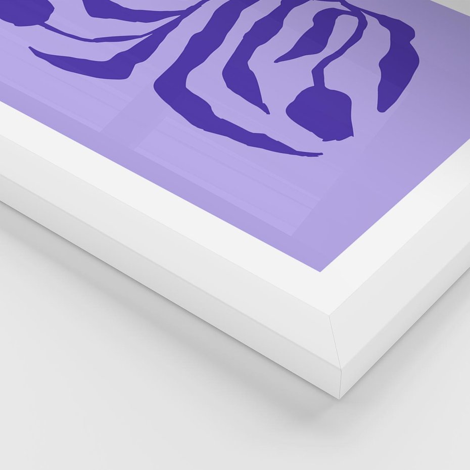 Plakat w ramie 40x50 - Boho Sztuka Wolności - kwiaty, energetyczne fioletowe tło - rama biała