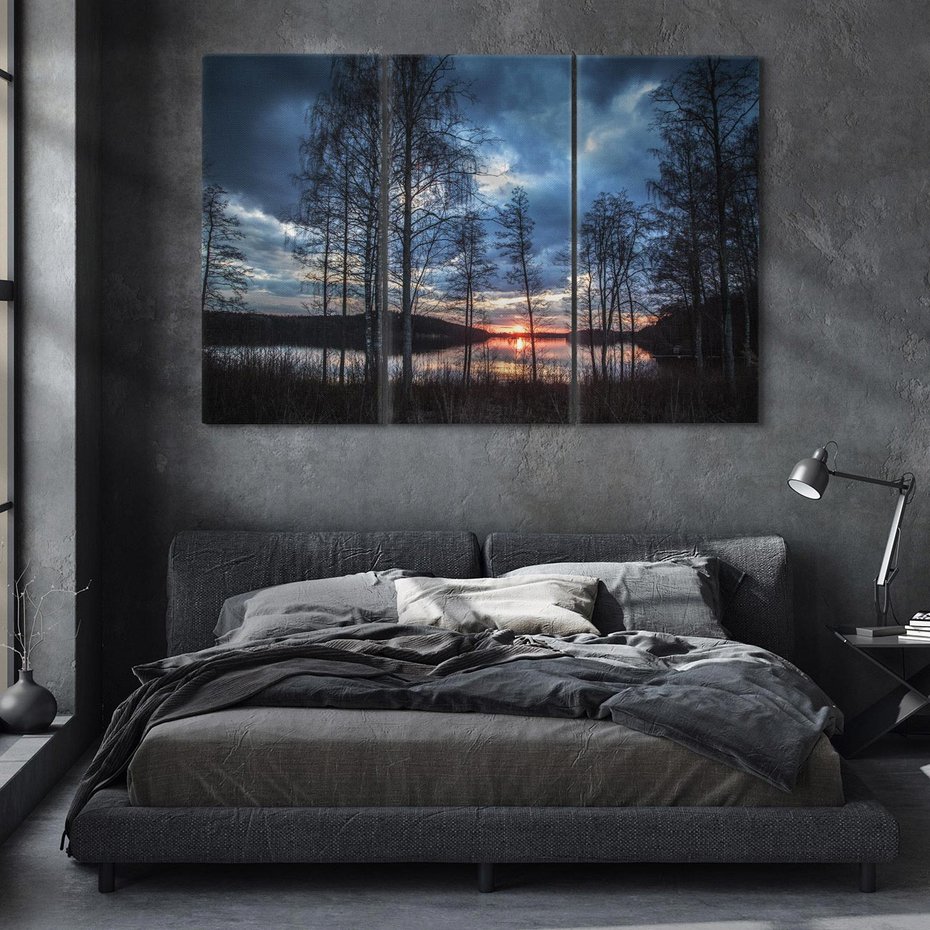 Obraz na płótnie 120x80 - Zachód słońca nad jeziorem - zachód, słońca