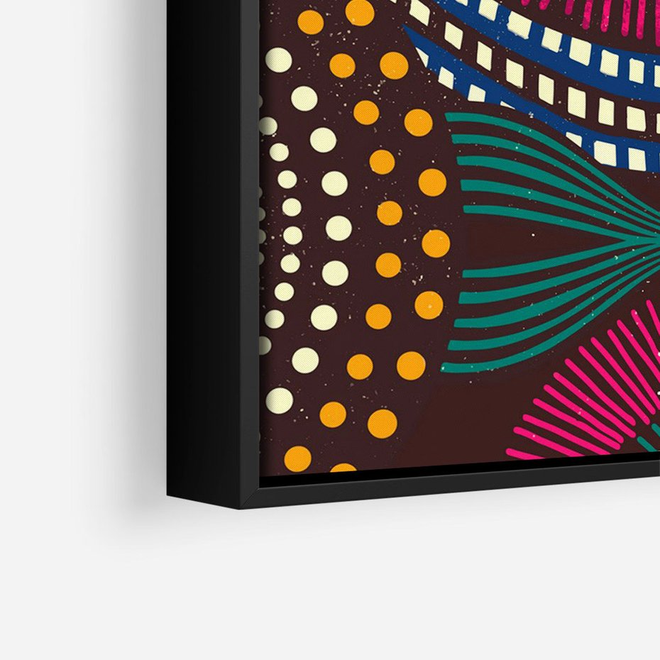 Obraz w ramie 50x70 - Energia Wzorców - enticzne wzory, kształty - rama czarna