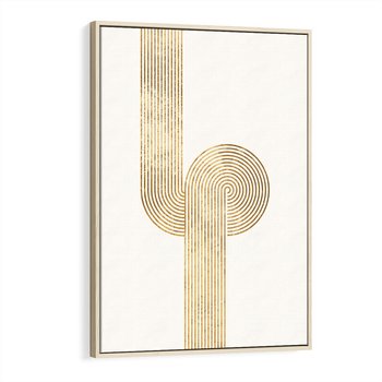 Obraz w ramie 80x120 - Podróżne Kształty - geometryczne linie w złotym kolorze, minimalizm - rama drewno