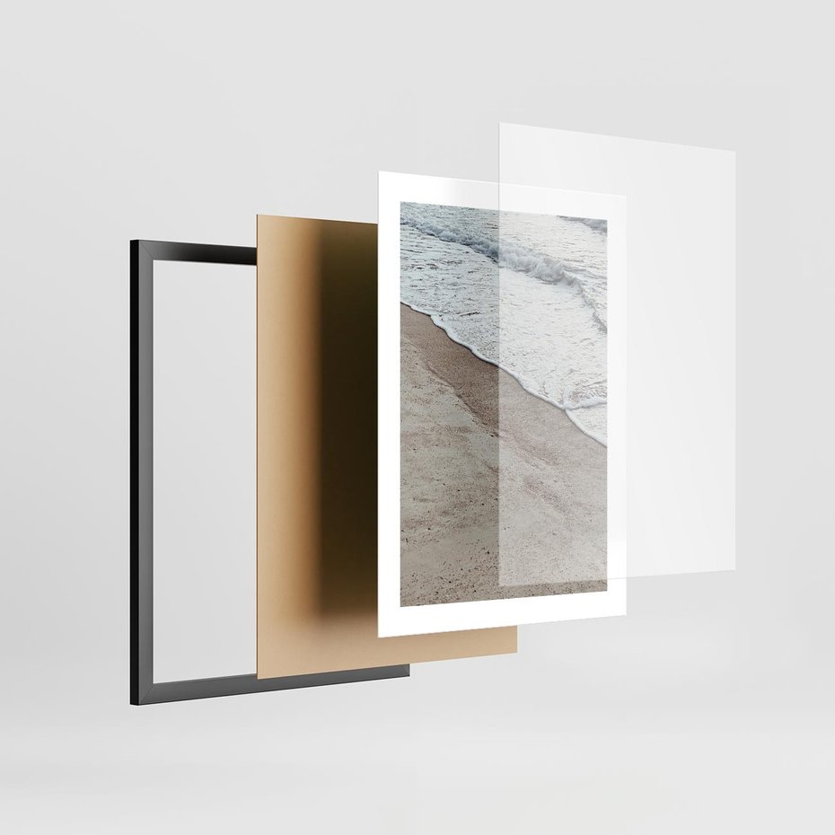 Plakat w ramie 30x40 - Brzeg Morza: Malownicza Plaża i Fale - morze, plaża - rama czarna