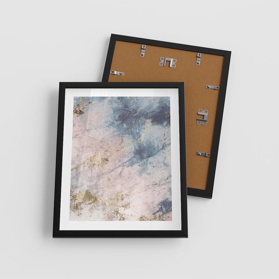 Plakat w ramie 40x50 - Luksusowa Dekoracja - marmur, złoto - rama czarna