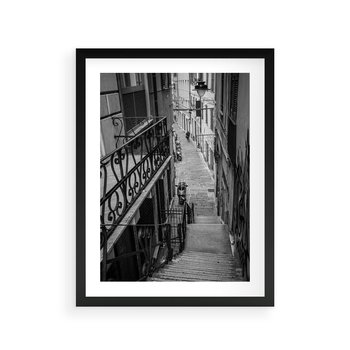 Plakat w ramie 30x40 - Magiczne spacery - uliczka, perspektywa - rama czarna