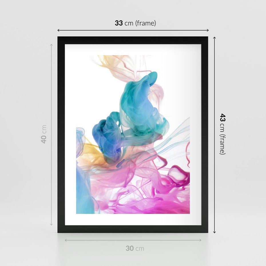 Plakat w ramie 30x40 - Abstrakcyjne Pastelowe Piękno - abstrakcja, pastelowe - rama czarna
