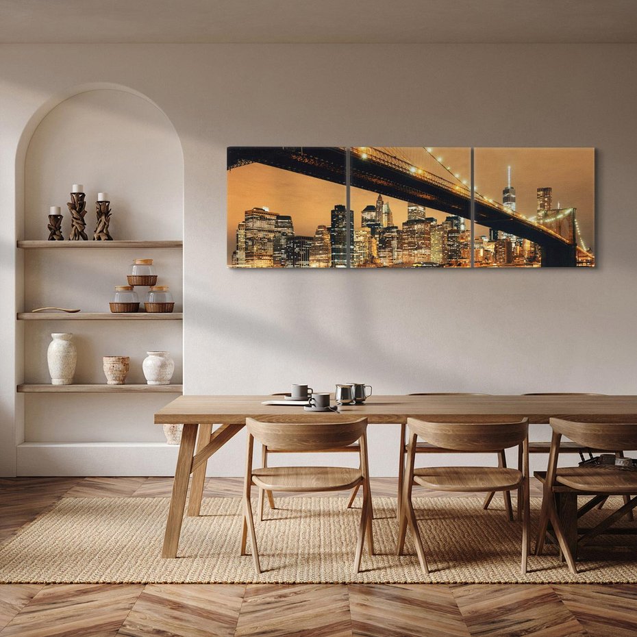 Obraz na płótnie 90x30 - magiczne połączenie miast - most, Nowy Jork