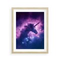 Plakat w ramie 40x50 - Mityczna podróż - kosmos, jednorożec - rama drewno