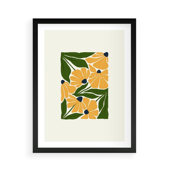 Plakat w ramie 50x70 - Abstrakcyjne Echa - kwiaty, rośliny - rama czarna