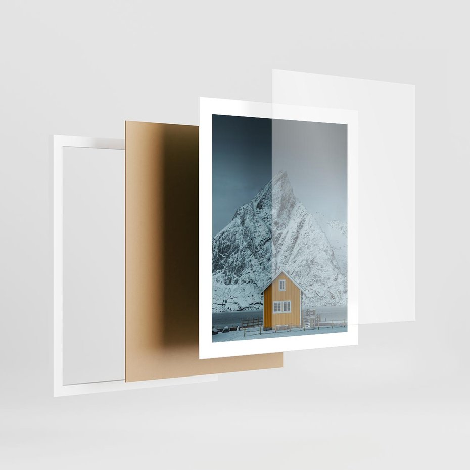 Plakat w ramie 40x50 - Urok Norweskich Domków - Skandynawia, Norwegia - rama biała