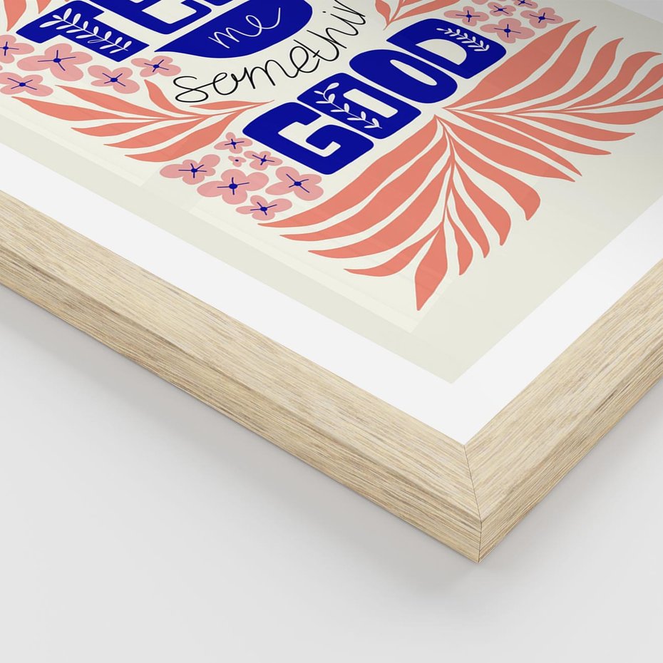 Plakat w ramie 30x40 - Bezgraniczne Formy - nowoczesna typografia, liście - rama drewno