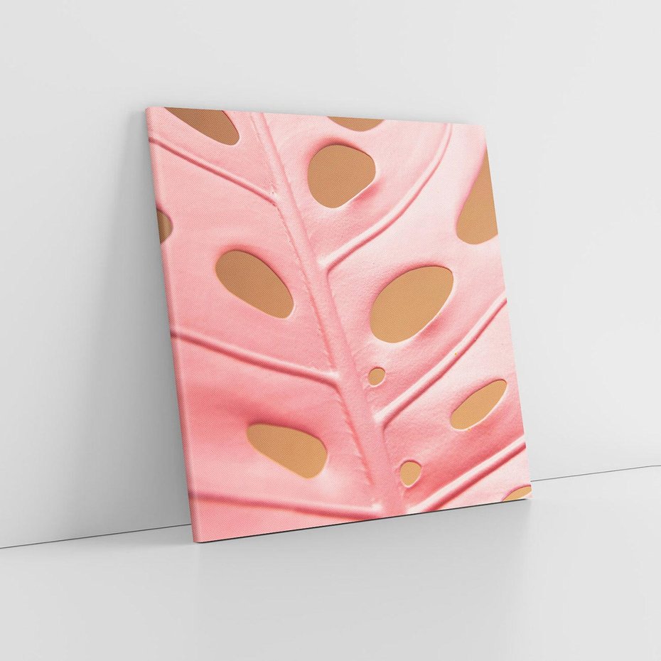 Obraz na płótnie 50x50 - Różowa monstera w pełnym rozkwicie - różowa, monstera