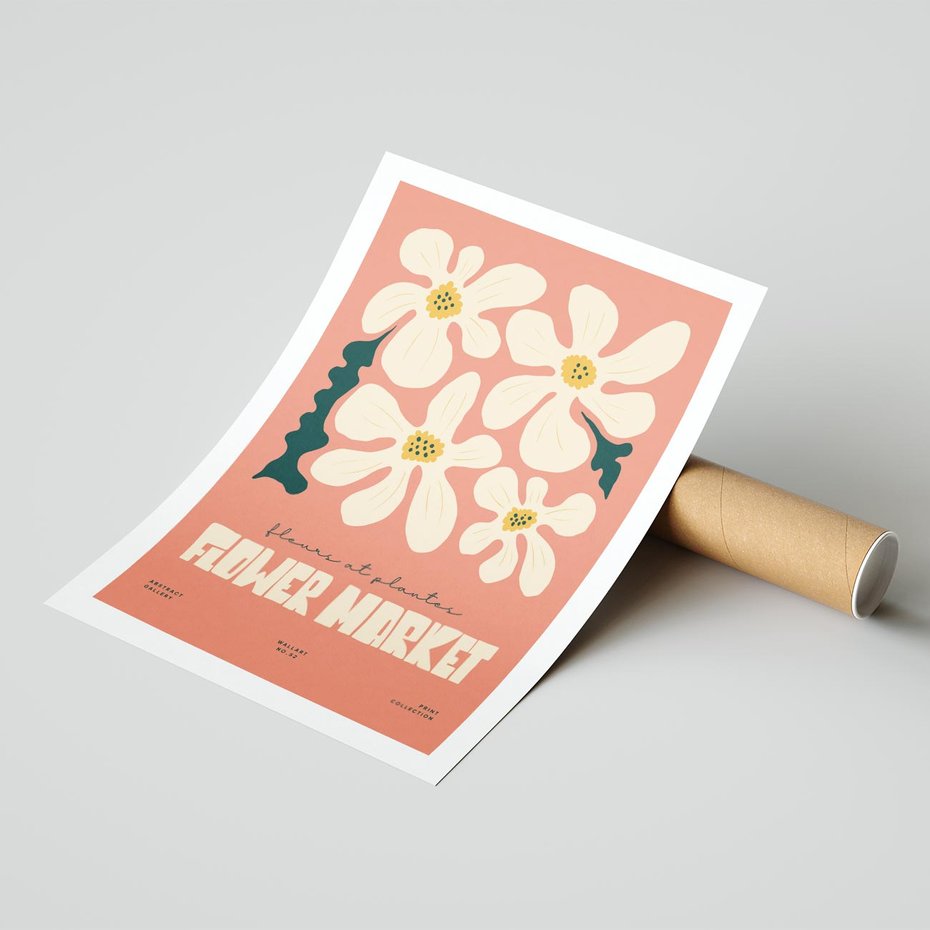 Plakat bez ramy 21x30 - Szkicowane Kolorowe Uczucia - kwiatowa kompozycja, minimalizm