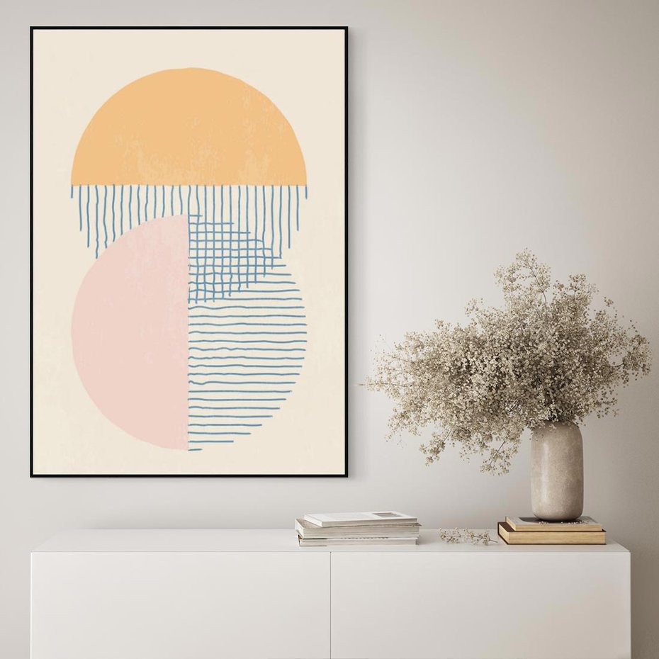 Obraz w ramie 70x100 - Migotliwe Wzory - geometryczne kształty, koła - rama czarna