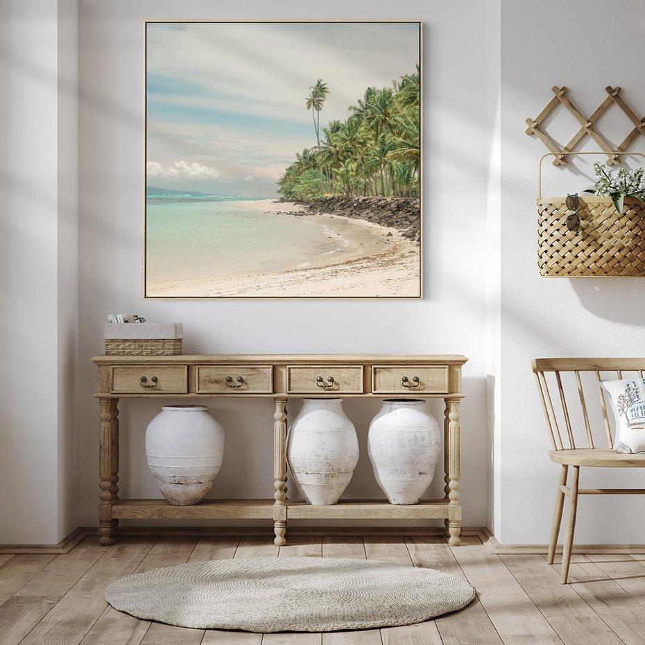 Obraz w ramie 80x80 - Uczta Egzotycznych Marzeń - fotografia, rajska plaża - rama drewno