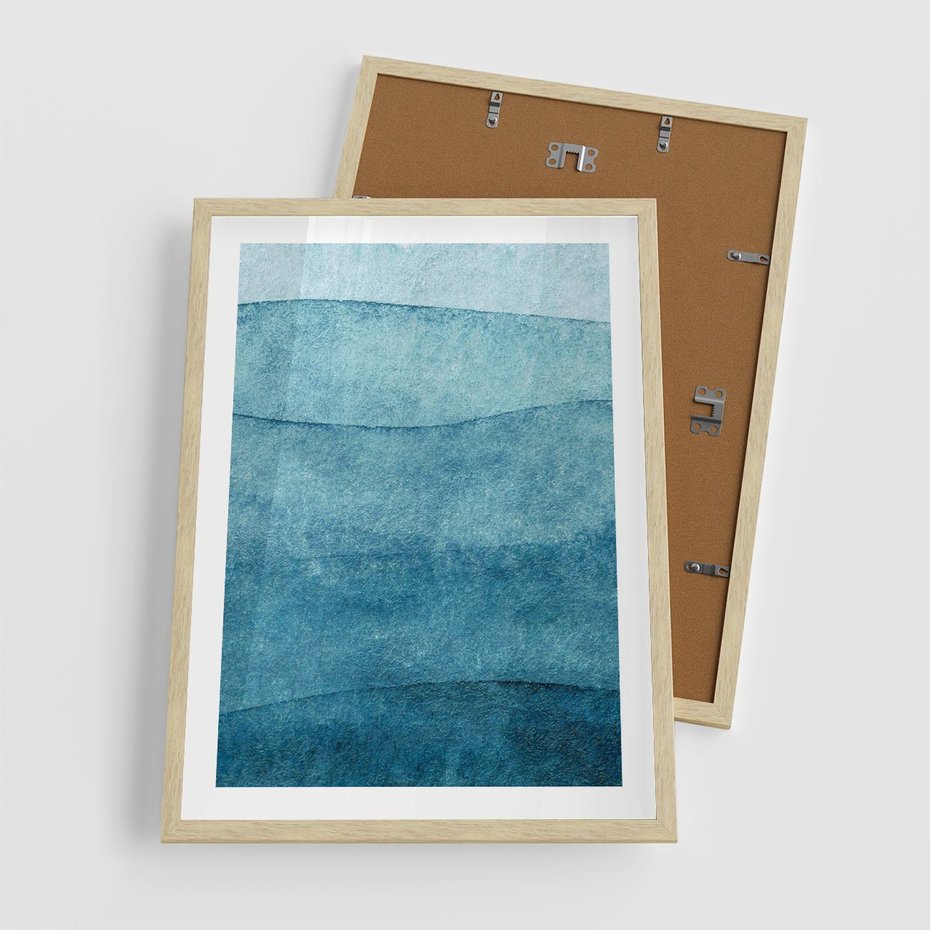 Plakat w ramie 50x70 - Kolorowe fale akwareli - akwarela, fale - rama drewno