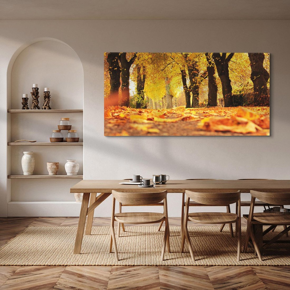 Obraz na płótnie 120x60 - Jesień, Liście, Park - Kolorowa Symfonia - jesień, liście