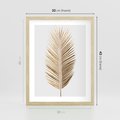 Plakat w ramie 30x40 - Złoty blask palmowego liścia - złota, palma - rama drewno
