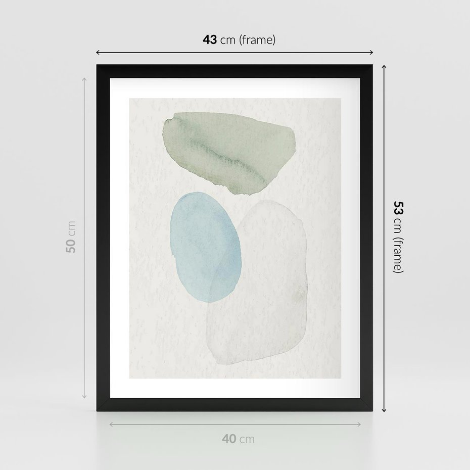 Plakat w ramie 40x50 - Akwarelowa Symfonia Natury - abstrakcyjne delikatne plamy, akwarelowe - rama czarna