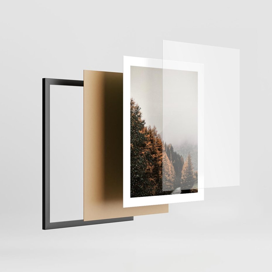 Plakat w ramie 30x40 - Kolorowa Jesień w Górskim Lesie - las, jesień - rama czarna