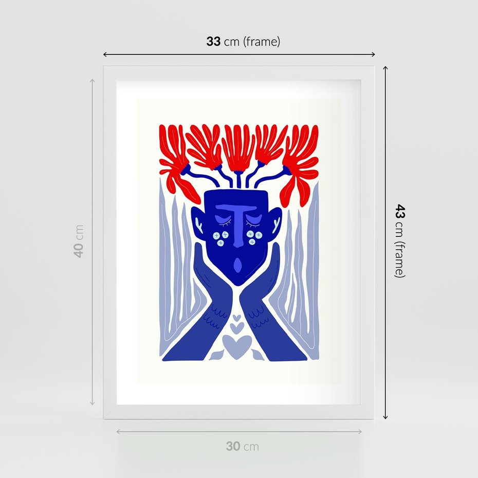 Plakat w ramie 30x40 - Nowoczesne Wcielenie Boho - etniczna maska, boho styl - rama biała