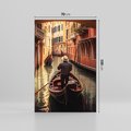 Obraz na płótnie 70x100 - Spokojna Wenecja - gondolier w gondoli, kanały Wenecji