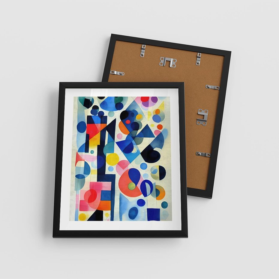 Plakat w ramie 40x50 - Księga Akwarelowych Przeniknięć - abstrakcyjny obraz, różne kolorowe kształty - rama czarna