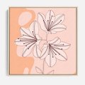 Obraz w ramie 80x80 - Kwiatowa Harmonia - minimalistyczny plakat, pudrowe kwiaty - rama drewno