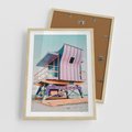 Plakat w ramie 50x70 - Miami Beach - plaża miami, domek ratownika - rama drewno