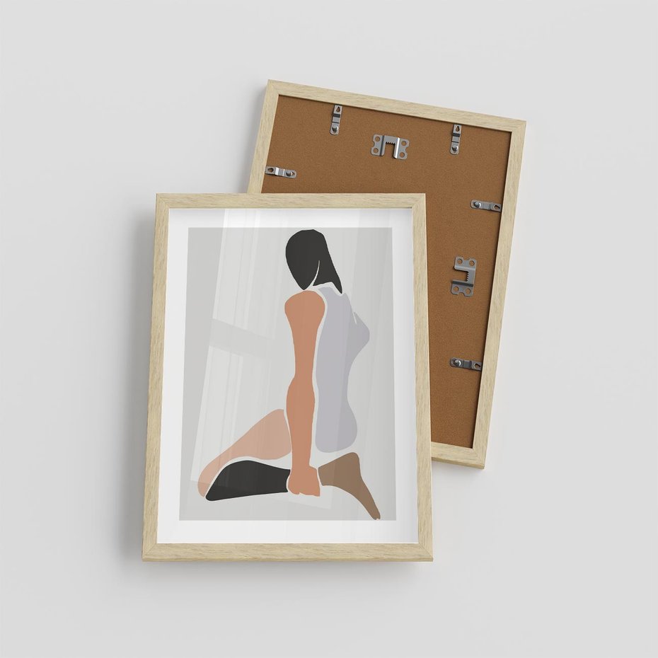 Plakat w ramie 30x40 - Widok Abstrakcyjny - abstrakcyjny obraz, minimalizm - rama drewno