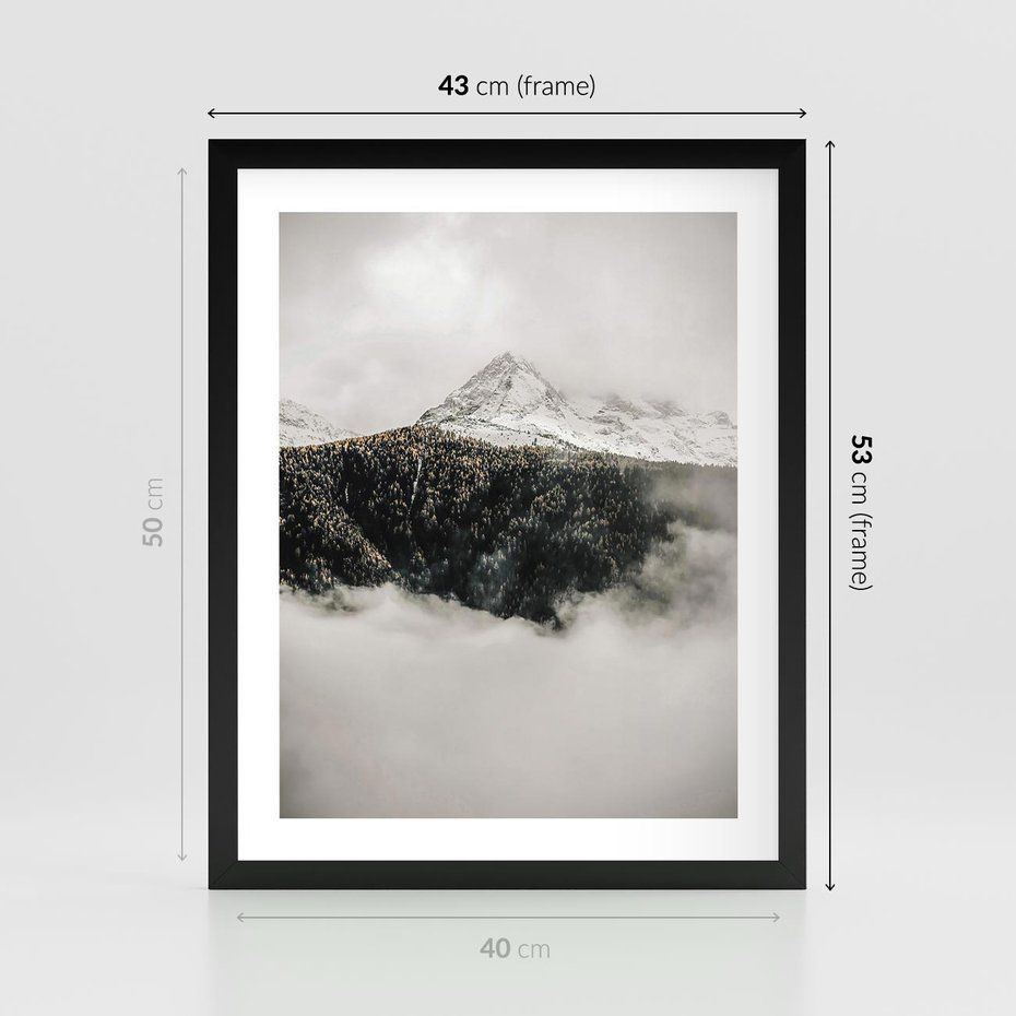 Plakat w ramie 40x50 - Zimowa Wielkość - górski krajobraz, zima w górach - rama czarna