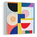 Obraz w ramie 80x80 - Harmonia Kolorowych Impulsów - abstrakcyjne geometryczne kształty, olejny obraz - rama biała