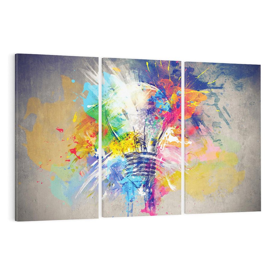 Obraz na płótnie 120x80 - Kolory Kreatywnej Koncepcji - abstrakcyjna grafika, szkic żarówki