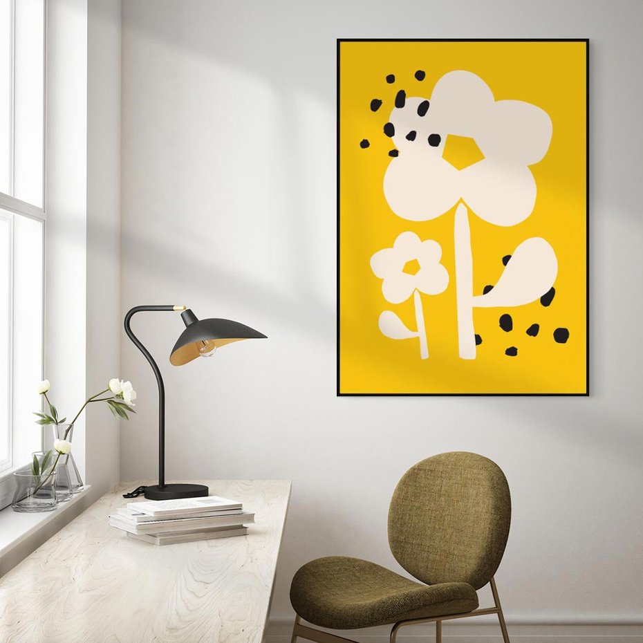 Obraz w ramie 70x100 - Bezgraniczne Impulsy - abstrakcyjny kwiat, plakat - rama czarna