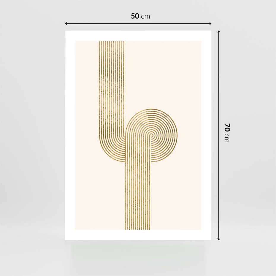 Plakat bez ramy 50x70 - Podróżne Kształty - geometryczne linie w złotym kolorze, minimalizm