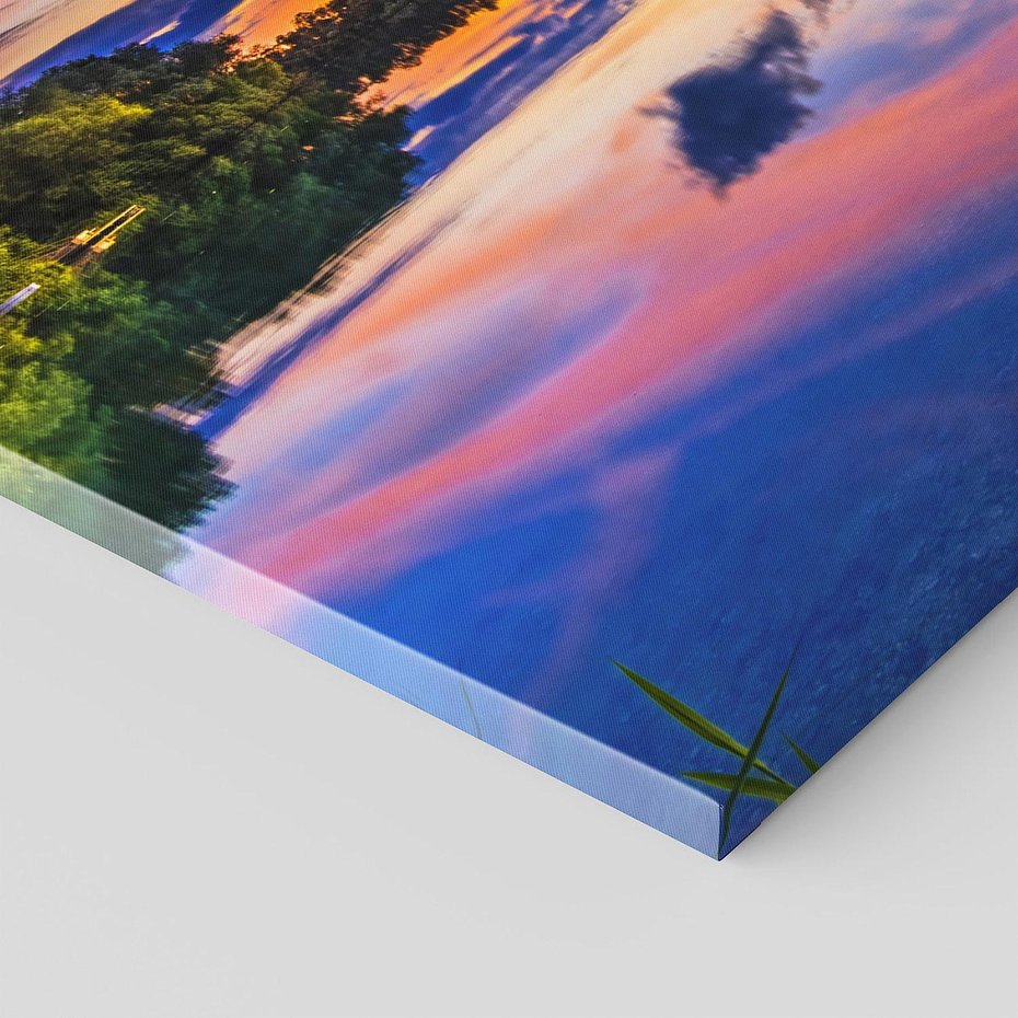 Obraz na płótnie 120x60 - Magiczny zachód słońca nad jeziorem - zachód, słońca