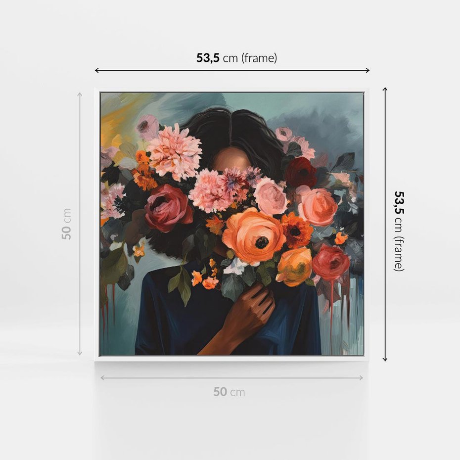 Obraz w ramie 50x50 - Ukryte Emocje - obraz, akwarela - rama biała