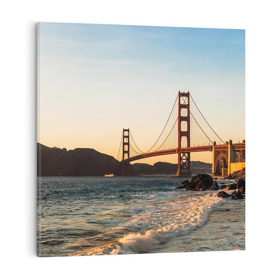 Obraz na płótnie 70x70 - Statek na morzu - Golden Gate, most