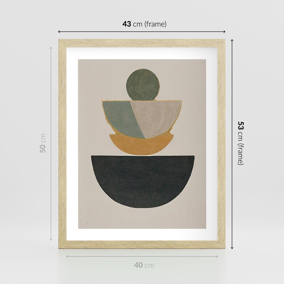 Plakat w ramie 40x50 - Podróżne Refleksyjne Odbicia - abstrakcyjny obraz, kolory ciepłe - rama drewno