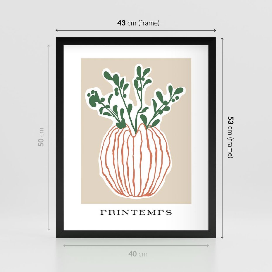 Plakat w ramie 40x50 - Boho Refleksje Natury - gałązki w wazonie, typografia - rama czarna