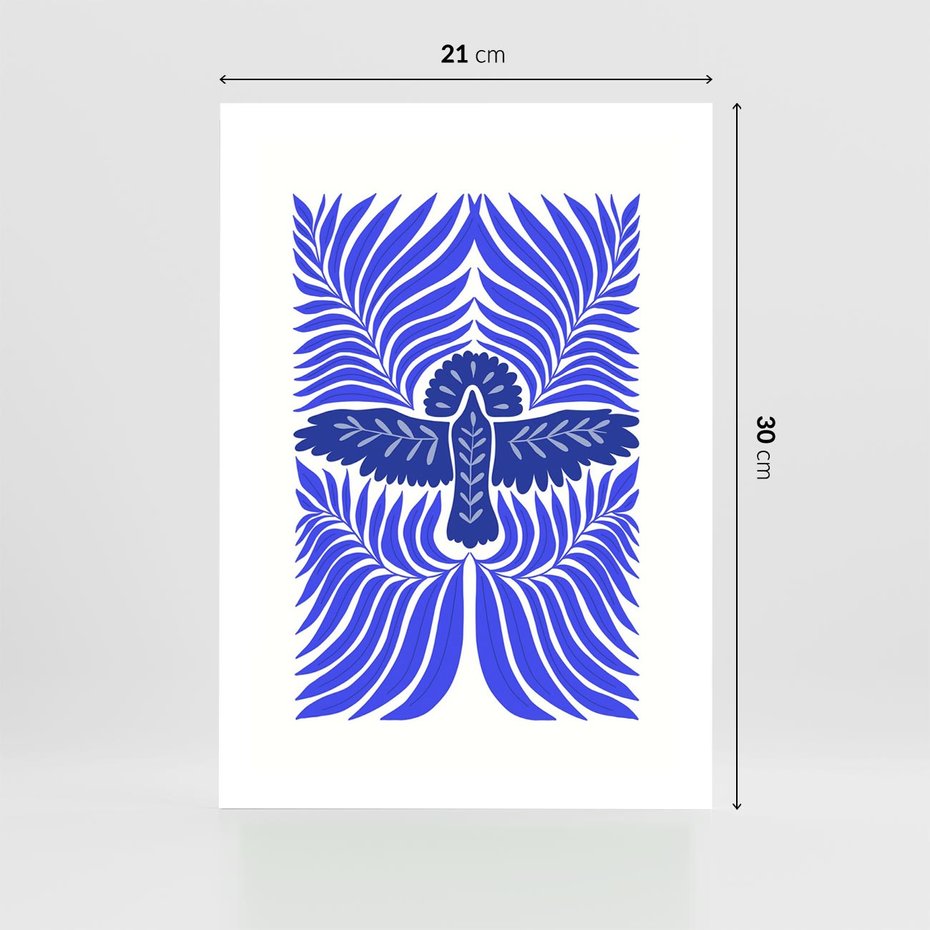 Plakat bez ramy 21x30 - Etniczne Rekwizyty - etniczne roślinne wzory, granat