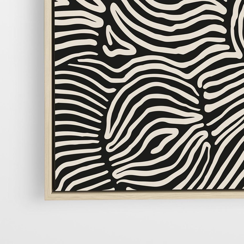 Obraz w ramie 80x80 - Harmonijne Kształty - abstrakcyjne ryciny, czarno biały - rama drewno